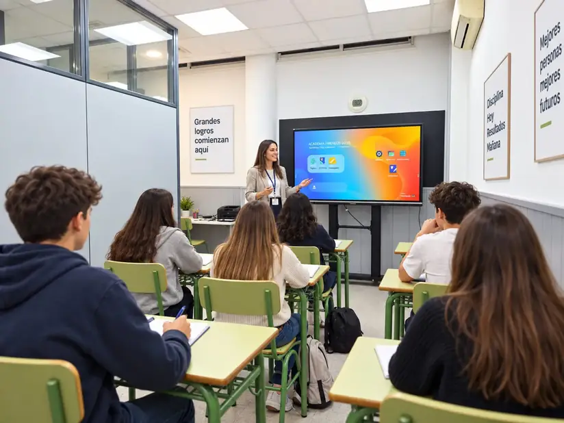 Alumnos estudiando en grupo en Academia Pirineos